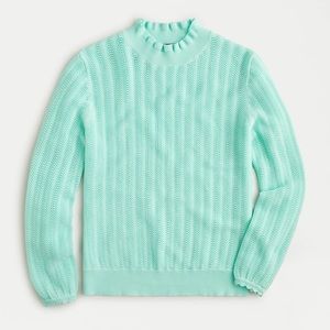 J.Crew Pointelle ruffle mockneck sweater
